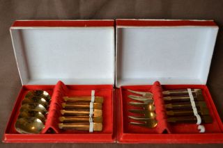 Bronze Sampler 5 Spoons & 5 Forks in Original Boxes Thailand 