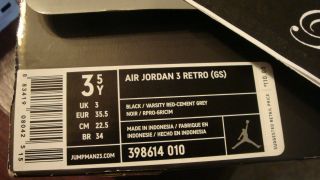 Nike Air Jordan 3 iii Black Cement YOUTH kilroy bred 11 dmp concord 