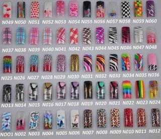 60 Charming Different Designs Acrylic French False Nail Art Tips NEW 