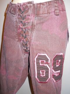 NEW SUBMISSION WiNE CAMO 69 FOOTBALL WORKiNG CLASS JEANS BUNCHED KNEES 