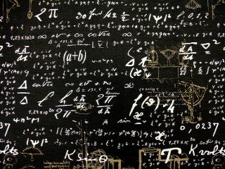 Chalkboard Black board Script Writing Math Algebra Numbers Upholstery 