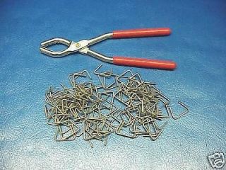 HOG RING PLIERS WITH 100 CLIPS SEAT COVERS CAGE TRAPS  IN 