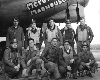 Photograph Vintage Image WWII B 17 Mercys Madhouse Flight Crew 1946 