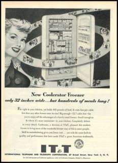 1951 vintage ad for IT&T Coolerator Home Freezer