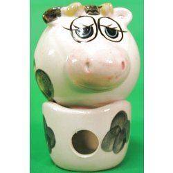 Chubby Cow Potpourri Pot Ceramic Pottery Home Interior Decor Accents