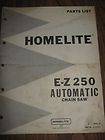 Homelite 150 E W automatic chainsaw parts list manual