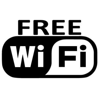 WF 02) WIFI FREE HOT SPOT INTERNET WIRELESS NETWORK LOGO VINYL DECAL 