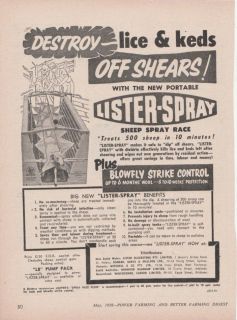 Vintage 1958 PORTABLE LISTER SPRAY SHEEP RACE Advertisement