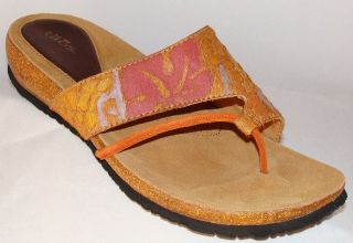 Taos Horizon Tan Multi Leather Slides Flip Flops Sandals 9 11 CB Women 