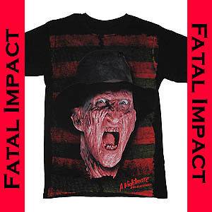 Nightmare On Elm Street Horror Movie Freddy Striped Mens Black T 