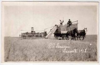 RP Postcard 1918 Horse Drawn Farming Equipment