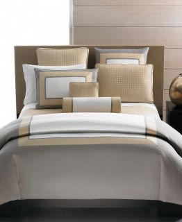 Hotel Collection NEW Tri Colorblock Tan Cotton 92x96 Coverlet Bedding 