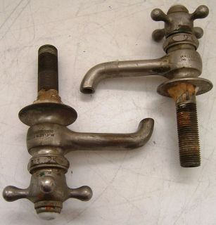   PAIR ANTIQUE MUELLER EXTRA WATER FAUCETS c.1908 HOT/COLD 1 HOLE
