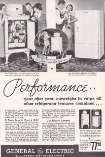 1935 GE GENERAL ELECTRIC REFRIGERATOR Vintage Print Ad MOTOR TOP OR 