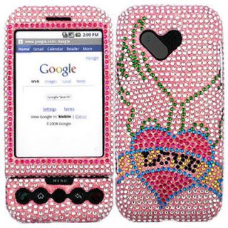 BABY PINK HEART BLING RHINESTONE CASE COVER FOR HTC ANDROID G1 DREAM 