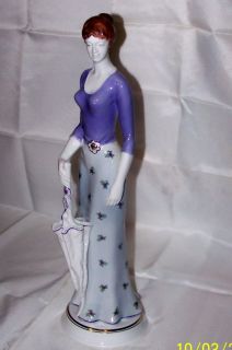 Hungarian Hollohaza Porcelain tall lady with parasol