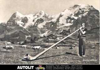 1950s Alphornblaser Alpine Horn Postcard Ricola