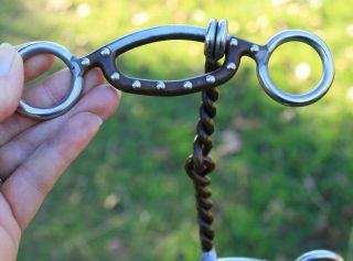  Brown Sliding Gag Horse Show Bit Wire Snaffle Mouth and Dots New