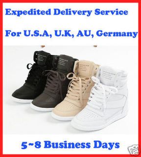   High Top Sneakers Hidden Heels Tennis Shoes Boots 4 Colors US 5.5~8