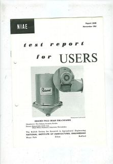 NIAE TEST REPORT   REKORD PM.12 GRAIN PRE CLEANER (1963)