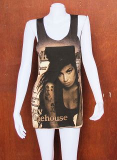 Blackshirt Dress on Amy Winehouse R B Soul Jazz Pop Women Black T Shirt Tank Top Dress