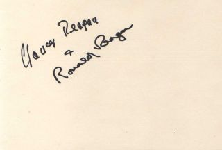   & NANCY REAGAN SIGNED IN PERSON INDEX CARD WITH PROOF AUTOGRAPHED