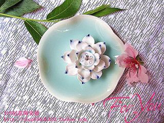 Incense Burners Holder Buddhism Lotus Hand Made M101 Flower Blue/Base 