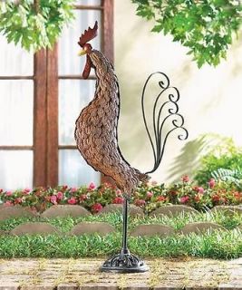 COUNTRY DECOR ~ METAL SCULPTURE ROOSTER ~ 31 TALL CAST IRON ~ MSRP $ 