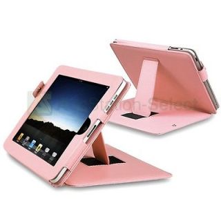 For iPad 1 1st Gen Pink PU Leather Skin Case Cover Bag Stand