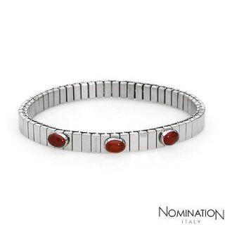   ITALY Made In Italy 3 Stone CARNELIAN Stainless Steel Bracelet