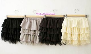 Japan Relaxed Puffy Ruffle Lace Tiered Bloomer Shorts