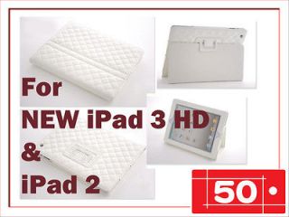 White Deluxe Luxury Magnetic Smart Leather Cover Case Bag For New iPad 