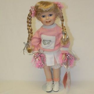   Doll Collection Retired Porcelain Pink Cheerleader 16 Doll w/Box COA
