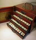 Unused Chest Mah Jong Ma Jongg Mahjong Set 144 Compressed Bone 