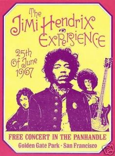 Jimi Hendrix at San Francisco FREE Concert, Poster 1967