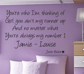 JUSTIN BIEBER Favourite girl   Wall quote art sticker   Personalised 