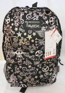 Track By Triple Gear Backpack with Peace Signs, Stars, &Hearts 16.5 X 