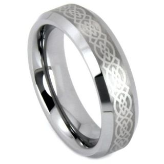 Tungsten Carbide Ring w/ Laser Etched Celtic Design 6mm in Sizes 5 9