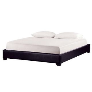 King size Contemporary Black Faux Leather Platform Bed Frame