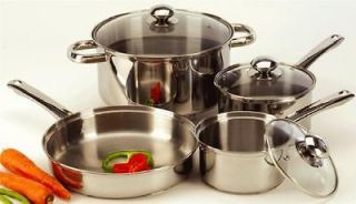 New 7pc STAINLESS STEEL COVERED POT FRY PAN COOKWARE SET COOK PRO 