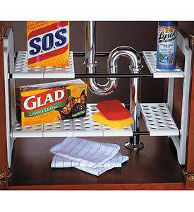 Expandable Adjustable Under Sink Storage Shelves Kitchen Organizer