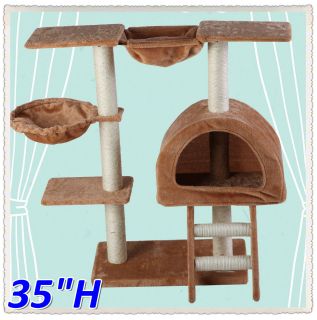NEPTUNE』35H Brown Cat Tree Condo House Scratcher Pet Furniture 