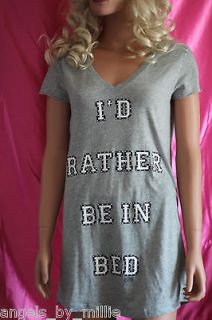 NEW Victorias Secret PINK Heather Gray BLING Id Rather Be In Bed 