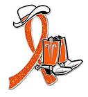   Orange Glitter Ribbon Cowgirl Cowboy Western Boots Hat Lapel Pin