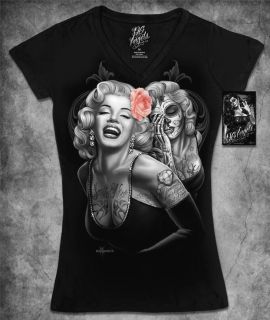 Marilyn Monroe Tattoo Sugar Skull David Gonzales DGA Homies T Shirt 