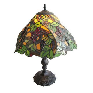 LEADED STAINED GLASS TABLE LAMP 15.5 X 20