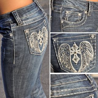 Grace in LA Skinny Jeans   Dark Blue   wing design   FastNfree 