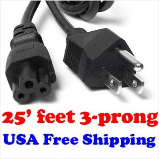 25 Feet 3 Prong Notebook Laptop Computer AC Power Cord 4 HP Dell 