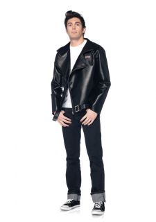   Danny Zuko T Birds Faux Black Leather Jacket Mens Halloween Costume