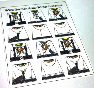   Custom stickers for lego german soldiers   WW2 WINTER german uniforms